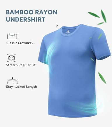 DAVID ARCHY Men's Undershirt Bamboo Rayon Moisture-Wicking T-Shirts Stretch Crewneck Tees for Men, 3-Pack (XL, Parisian Blue/Dusky Orchid/Gold) - Image 3