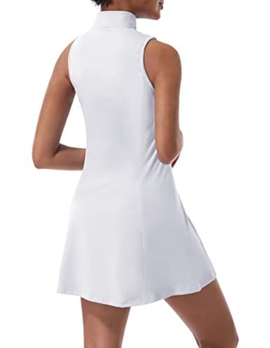 Tennis Dress for Women, Tennis Golf Dresses with Built in Shorts and Pockets for Sleeveless Workout Athletic Dresses White - Image 2