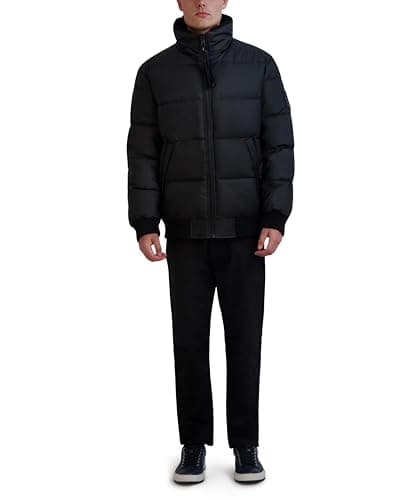 Karl Lagerfeld Paris Men's Short Puffer Jacket, Black Multi - Image 1
