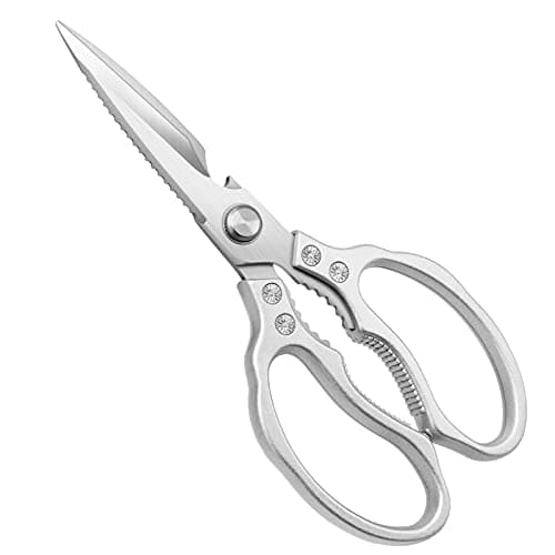 CGBE Kitchen Scissors, Multi-Purpose Kitchen Shears, Heavy Duty Dishwasher Safe Food Scissors for Chicken, Poultry, Fish, Meat & Herbs with Non-Slip Grips - Sliver - Image 1