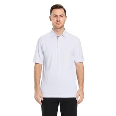 M MAELREG Mens Pique Polo Shirts Short Sleeve Performance Moisture Wicking Quick Dry Casual Golf Shirts for Men White - Image 2
