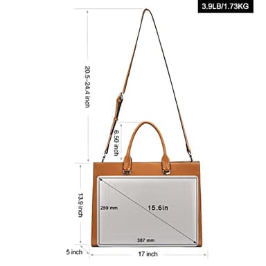 CLUCI Leather Briefcase for Women Laptop 15.6 Inch Professional Business Work Ladies Computer Handbag Shoulder Bag Brown - Image 4