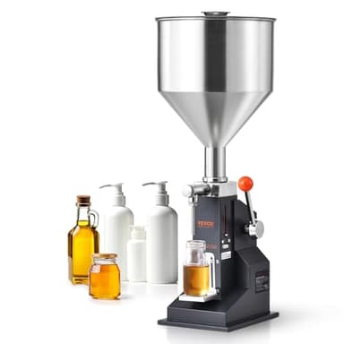 VEVOR Manual Paste Liquid Filling Machine, 5-100ml Adjustable Bottle Filling Machine, Stainless Steel Liquid Filler with 11.5L Hopper for Milk Water Juice Shampoo Honey - Image 1