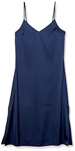 The Drop Women's Ana Silky V-Neck Midi Slip Dress, Navy, S - Image 5