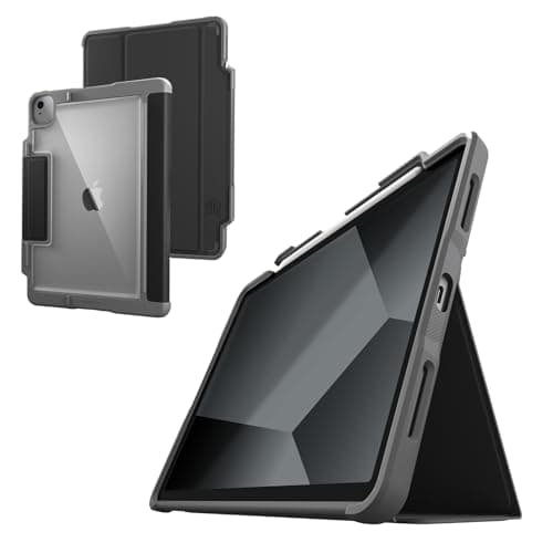 STM Dux Plus for iPad Air 11" (M3 2025, M2 2024/10.9" 5th/ 10.9" 4th Gen): Ultra Protective, Lightweight with Clear Back, Apple Pencil Holder, Battery Saving On/Off Cover - Black - Image 1