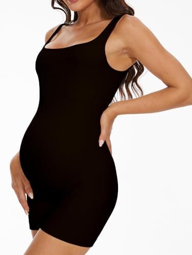 BDITANLE Maternity Workout Romper Pregnancy Yoga Ribbed One Piece Seamless Tank Top Jumpsuit - Image 2