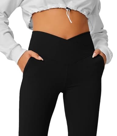 HEGALY Women's Flare Yoga Pants - Crossover Flare Leggings High Waisted Bootcut Bell Bottom Workout Sweatpants - Image 6