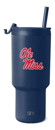 Simple Modern Officially Licensed Collegiate Ole Miss Rebels 30 oz Tumbler with Flip Lid and Straws | Insulated Cup Stainless Steel | Gifts for Men | Trek Collection | University of Mississippi - Image 1