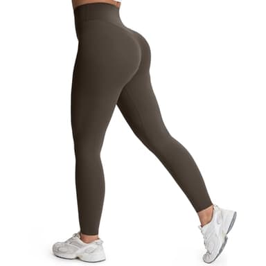 Aoxjox High Waisted Workout Leggings for Women Tummy Control Buttery Soft Yoga Metamorph Deep V Pants 26" (Mulch, Large) - Image 3