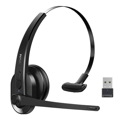 LEVN Wireless Headset with Mic for Work, Bluetooth Headset with Microphone-AI Noise Cancelling, Single-Ear Wireless Headphones with Mic & USB Dongle for PC/Computer/Call Center/Laptop/Teams/Zoom/Home - Image 1
