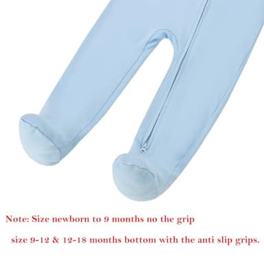 Aablexema Baby Footie Pajamas with Mittens - 3Pcs Infant Footed Sleeper Cotton Sleepwear Outfits(Blue/Grey/Stripe,Newborn) - Image 6