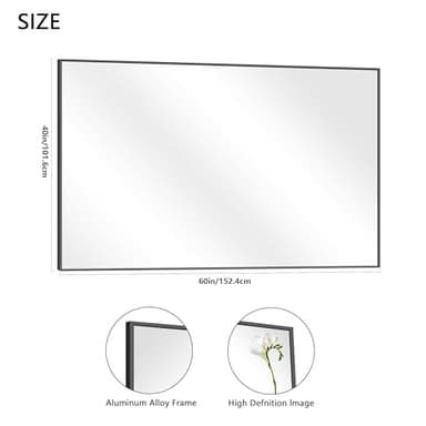 COFENY 40x60inch Black Bathroom Mirror, Black Rectangle Mirror with Frame, Large Rectangular Wall Mirrors for Bathroom, Living Room, Hair Salon, Big Farmhouse Mirror Hang Horizontal/Vertical - Image 4