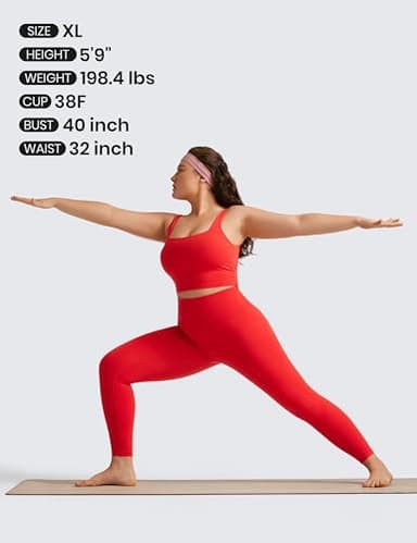 CRZ YOGA Butterluxe Womens Square Neck Longline Sports Bra - Workout Crop Tank Tops Padded Yoga Camisole with Built in Pads Deep Red Small - Image 5