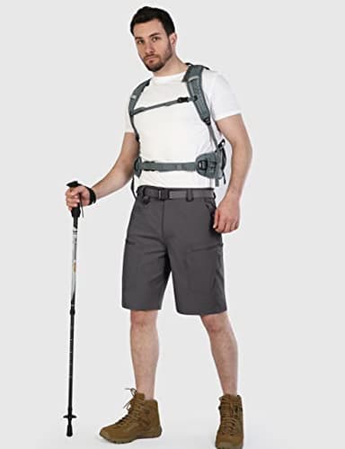 Shallowlulu Mens Cargo Hiking Shorts Water Resistant Quick Dry Lightweight Breathable Tactical Shorts with Nylon Belt(Dark Grey 38W/12L) - Image 6