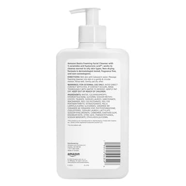 Amazon Basics Foaming Facial Cleanser with Ceramides & Hyaluronic Acid, Fragrance-Free, 12 Fl Oz, Pack of 1 - Image 2