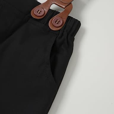 ZOEREA Toddler Baby Boy Suit Clothes Gentleman Wedding Outfits Long Sleeve Dress Shirt + Suspender Pants + Bowtie Black 12-18 Months - Image 8