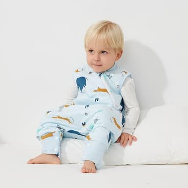 Duomiaomiao 1.5 TOG Toddler Sleep Sack 24-36 Months 100% Cotton Four Season Side Open Zipper Baby Sleep Sack with Feet, Breathable Toddler Wearable Blanket - Image 4