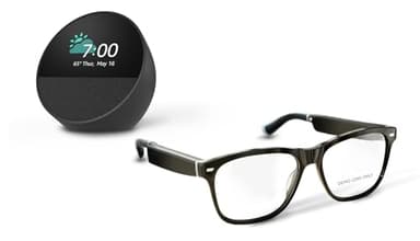 Amazon Echo Frames (newest model) + Echo Spot (newest model), Smart Glasses with Alexa, Rectangle frames in Classic Black with prescription ready lenses - Image 1