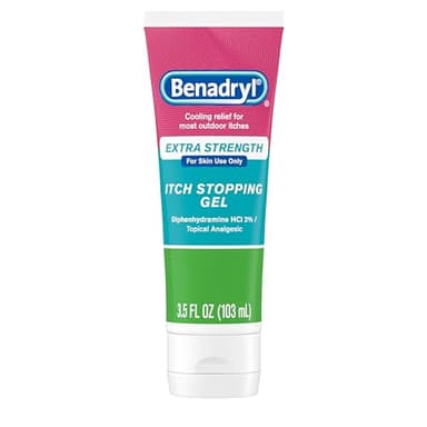 Benadryl Extra Strength Anti Itch Relief Gel, 2% Diphenhydramine HCl, Relief from Insect Bites, Sunburn & More, Great for Camping Essentials, 3.5 fl oz - Image 1