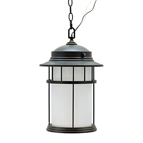 Aspen Creative 60004-2 1 Medium Outdoor Hanging Pendant Light Fixture with Dusk to Dawn Sensor, Transitional Design in Aged Bronze Patina, 17 3/4" High - Image 1