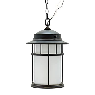 Aspen Creative 60004-2 1 Medium Outdoor Hanging Pendant Light Fixture with Dusk to Dawn Sensor, Transitional Design in Aged Bronze Patina, 17 3/4" High - Image 1