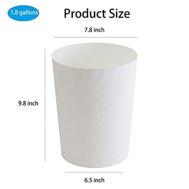 UUJOLY Plastic Small Trash Can Wastebasket, Garbage Container Basket for Bathrooms, Laundry Room, Kitchens, Offices, Kids Rooms, Dorms, 1.8 Gallon, White, 3 Pack - Image 4