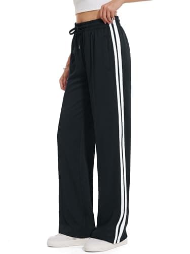 Tapata Women's 30" Inseam Regular Track Pants Loose Straight Leg Jogging Sweatpants Warm-Up Sports Athletic Running, Black, XXL - Image 1