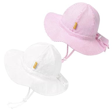 Baby Girl Sun Hat with UPF 50+ Outdoor Adjustable Toddler Beach Hat with Wide Brim Bucket Hats for Kids 0-6 Months - Image 1