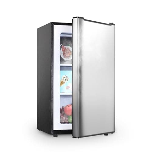 Upright Freezer 3.6 Cubic Feet, Mini Freezer with Removable Baskets, 3 Level Adjustable Temperature from -13°F to 23°F, Manual Defrosting, Reversible Stainless Steel Door, Suitable for Home, Silver - Image 1