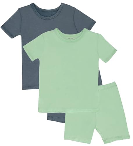 GUISBY Baby Toddler Rayon Pajamas, 2 Piece Short Sleeve Pajama Sets 12-18 Months - Image 1