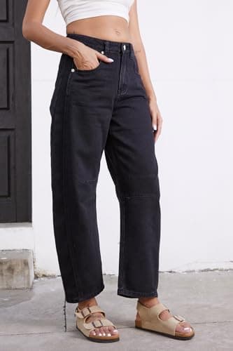 GREAIDEA Mid Rise Barrel Jeans for Women Wide Leg Mid Waist Cropped Denim Pants Y2k Baggy Boyfriend Jeans with Pockets - Image 6
