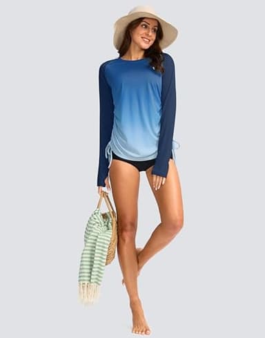 SANTINY Women's UPF50+ Rash Guard SPF Long Sleeve Swimsuits Top UV Sun Protection Swim Shirts for Woman (Blue Gradient_L) - Image 6