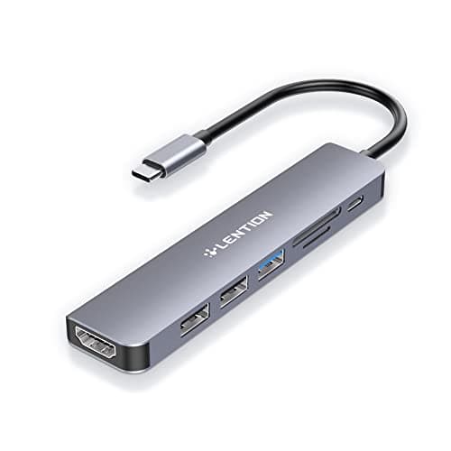 LENTION USB C Hub with 100W Charging, 4K HDMI, Dual Card Reader, USB 3.0 & 2.0 Compatible MacBook Pro, New Mac Air/Surface, Chromebook, More, Stable Driver Adapter (CB-CE18, Space Gray) - Image 1