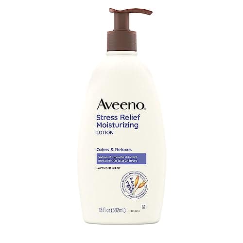 Aveeno Stress Relief Moisturizing Body Lotion with Lavender Scent, Natural Oatmeal to Calm & Relax, Non-Greasy Daily Stress Relief Lotion, 18 fl. oz (Pack of 3) - Image 1