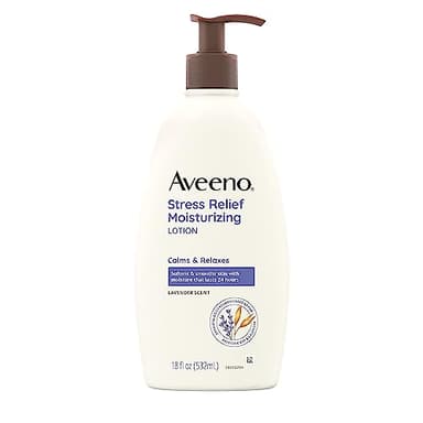 Aveeno Stress Relief Moisturizing Body Lotion with Lavender Scent, Natural Oatmeal to Calm & Relax, Non-Greasy Daily Stress Relief Lotion, 18 fl. oz (Pack of 3) - Image 1