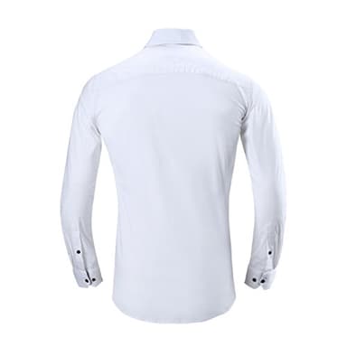 Alex Vando Mens Dress Shirts Regular Fit Long Sleeve Stretch Business Dress Shirts for Men,White,Large - Image 2