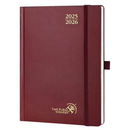 POPRUN Planner 2025-2026, (Medium 6.5'' x 8.5'' Hard Cover) Academic Calendar (July 25-June 26) Daily Weekly and Monthly Appointment Book with Hourly Time Slots, Monthly Tabs, 100 GSM - Burgundy - Image 1