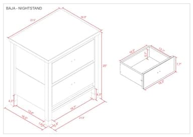 Baja Night Stand / 2 Drawer / Solid Wood / Rustic Bedside Table for Bedroom, Living Room, Sofa Couch, Hall / Metal Drawer Pulls, Shabby White - Image 8