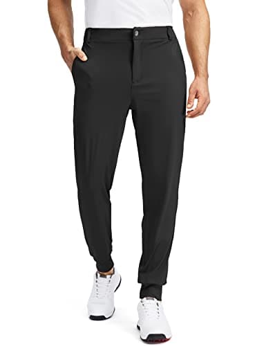 Soothfeel Men's Golf Joggers Pants with 5 Pockets Slim Fit Stretch Sweatpants Running Travel Dress Work Pants for Men(Black, L - Image 1