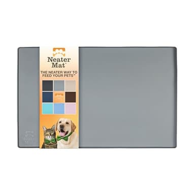 Neater Pet Brands Neater Mat Pet Mats for Food and Water, Cat & Dog Bowl Mat Waterproof Silicone, Feeding Tray, Dog Food Mats for Floors, Placemat w/Raised Edge for Under Bowls, 19" x 12", Grey - Image 1