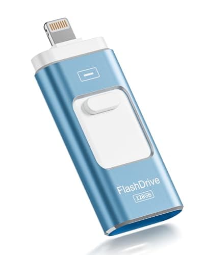 Apple MFi Certified 128GB Flash Drive for iPhone Thumb Drive Photo Stick, USB Memory Stick iPhone Flash Drive for Photos Videos, High Speed Jump Drive Compatible for iPhone/iPad/Android/PC (Blue) - Image 1
