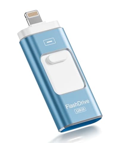 Apple MFi Certified 128GB Flash Drive for iPhone Thumb Drive Photo Stick, USB Memory Stick iPhone Flash Drive for Photos Videos, High Speed Jump Drive Compatible for iPhone/iPad/Android/PC (Blue) - Image 1