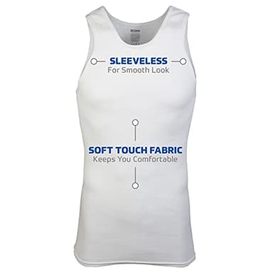 Gildan Men's A-shirt Tanks, Multipack, Style G1104, White (6 Pack), Large - Image 2