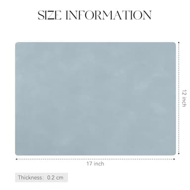 MOSAYT Vinyl Placemats Set of 4-12 X 17 Inch - Faux Leather 100% Waterproof Oil-Proof Wipeable PU Place Mats, Heat Resistant Reversible Table Mats for Kitchen, Dining, Outdoor (Light Grayish Blue) - Image 3