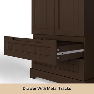 Gizoon Kitchen Pantry Storage Cabinet with Drawers Freestanding Bathroom Storage Cabinets with Doors and Shelves, 47" Small Wooden Food Pantry Cabinet for Dining Room Craft Room, Dark Brown - Image 9