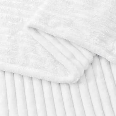 BEDELITE Fleece Throw Blanket for Couch – 3D Ribbed Jacquard Soft and Warm Decorative Fuzzy Blanket – Cozy, Fluffy, Plush Lightweight White Throw Blankets for Bed, Sofa, 50x60 inches - Image 4