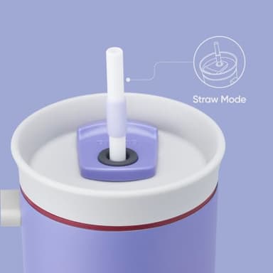 Owala Stainless Steel Triple Layer Insulated Travel Tumbler with Spill Resistant Lid, Straw, and Carry Handle, BPA Free, 40 oz, Light Purple (Whimsical Daydream) - Image 4