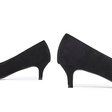 GENSHUO Womens Kitten Heels,Classic 2 Inch Low Heel Pumps Slip On Closed Pointed Toe Pumps Office Work Dress Pump Shoes Black Suede Fabric Size 9 - Image 2
