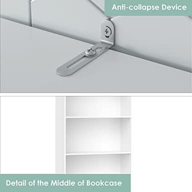 FOTOSOK 6-Tier Open Bookcase and Bookshelf, Freestanding Display Storage Shelves Tall Bookcase for Bedroom, Living Room and Office, White - Image 7