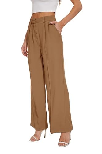 FUNYYZO Women's Wide Leg Pants High Elastic Waisted in The Back Business Work Trousers Long Straight Suit Pants - Image 5